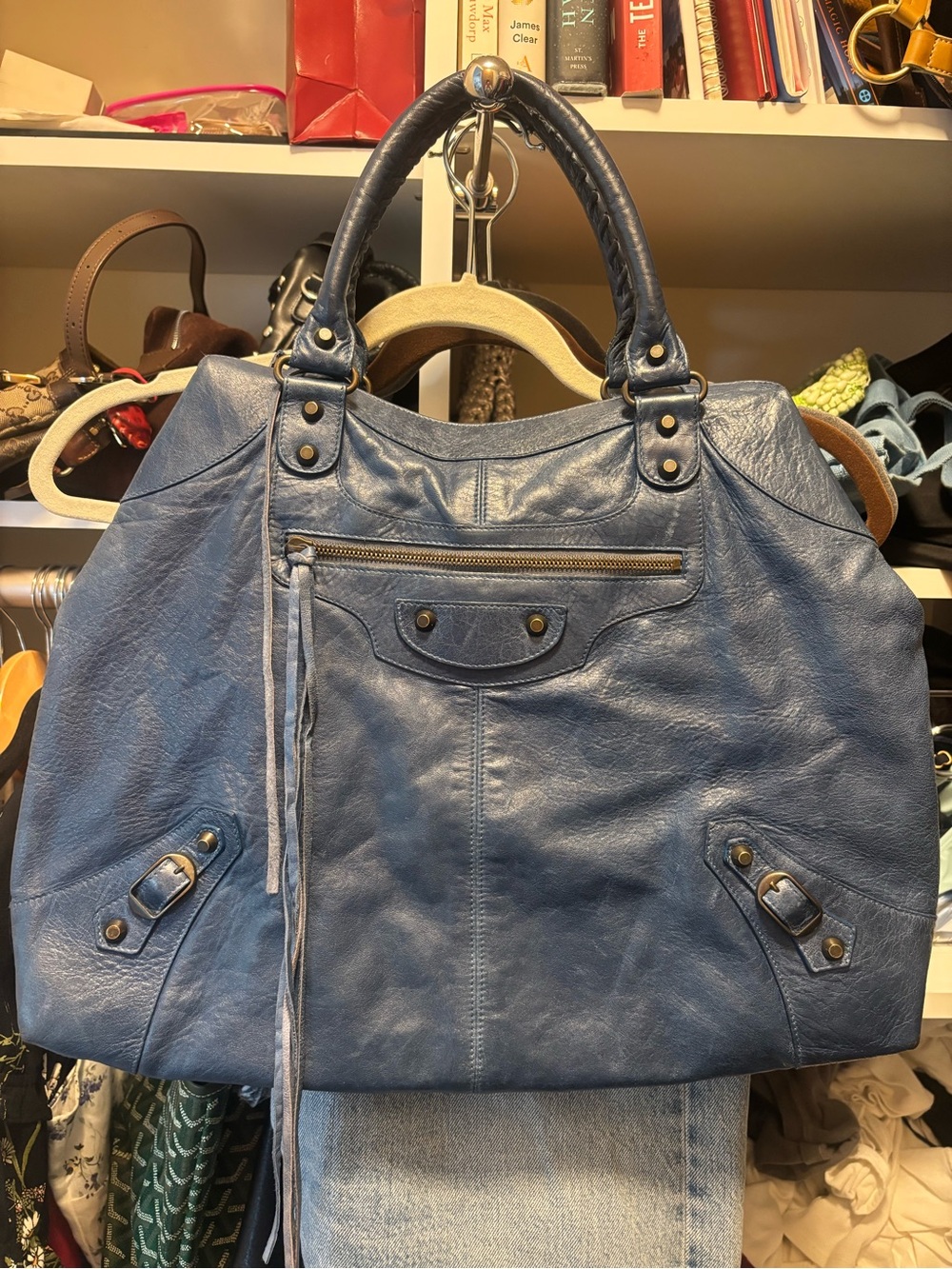 Balenciaga Blue Leather City Bag